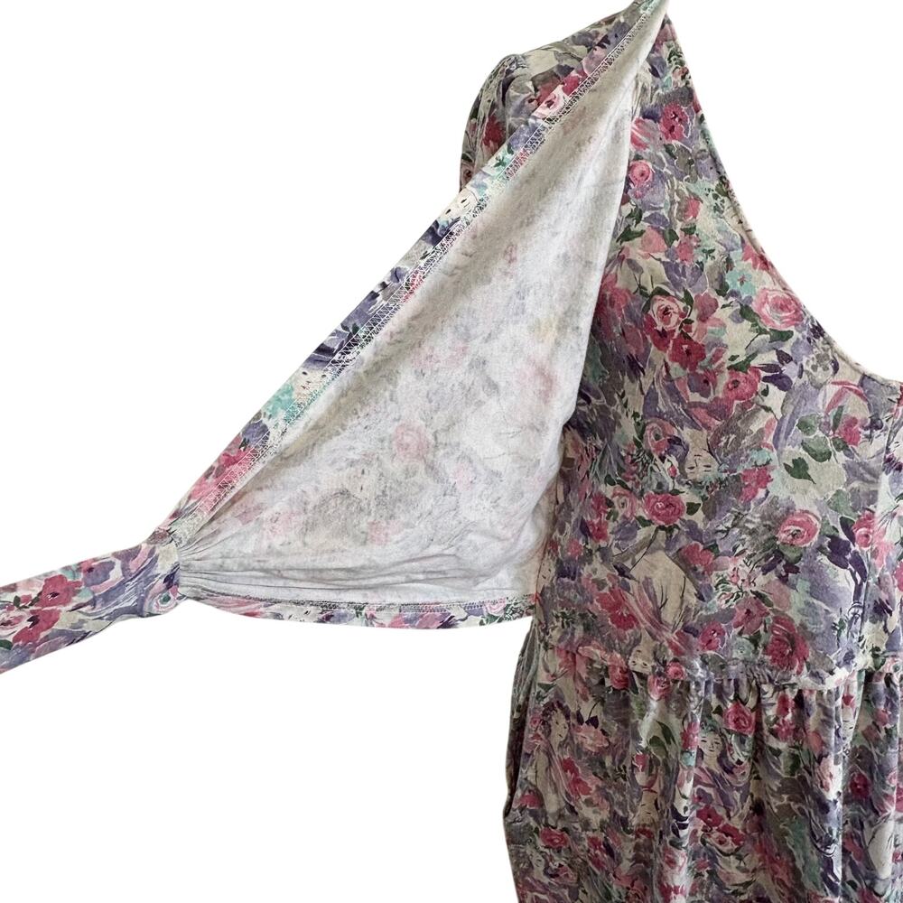 Vintage 60's LANZ Salzburg Original Cottage Floral Faux Wrap Dress Cotton Knit - Picture 6 of 11
